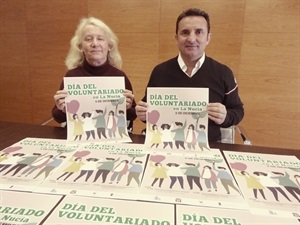 Bernabé Cano, alcalde de La Nucía, y Beatriz Pérez-Hickman, concejala de Bienestar Social en la presentación del Día del Voluntariado