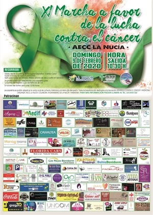 La Nucia cartel XI MARCHA FAVOR LUCHA CONTRA EL CÁNCER 2020