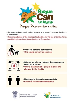 Cartel con las nuevas normas del "Parque Can"