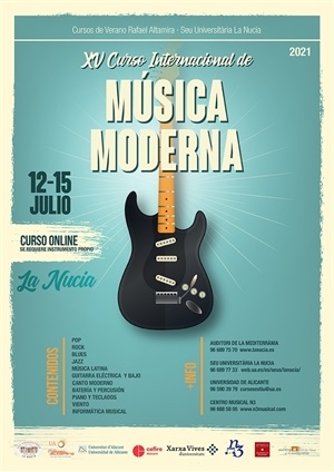 Cartel del curso de música moderna de La Nucía, que cumple 15 ediciones en 2021