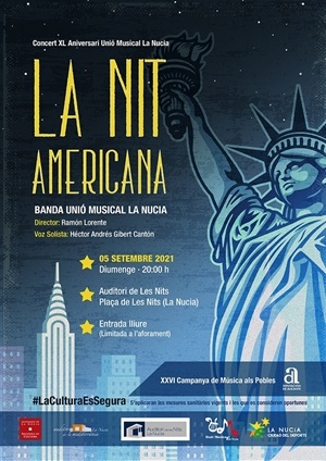 Cartel del concierto "La Nit Americana"  de la banda de la Unió Musical La Nucía